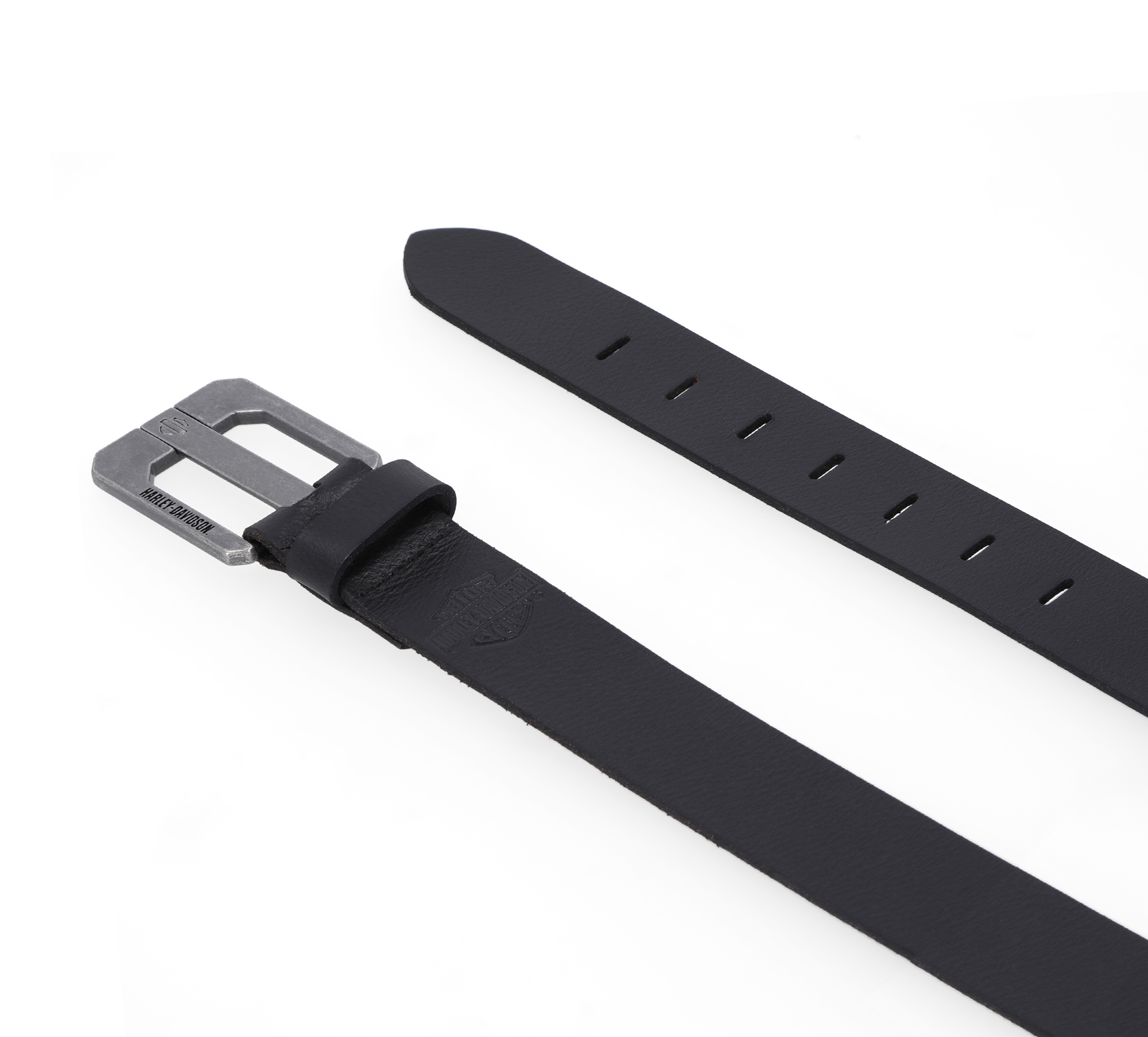 Die Cut Bar & Shield Prong Belt in Black