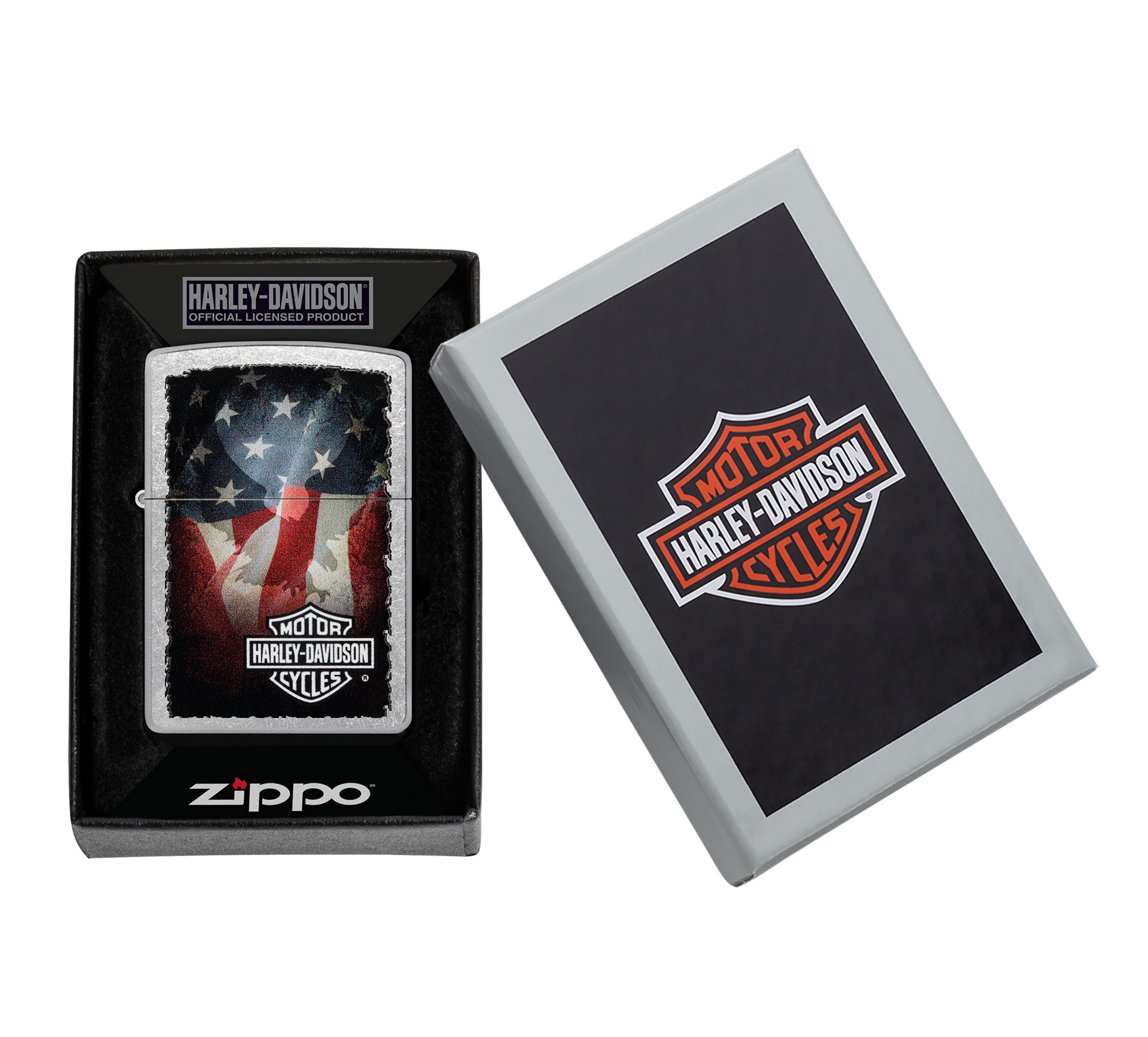 Harley-Davidson American Flag Color Image Street Chrome Windproof Lighter