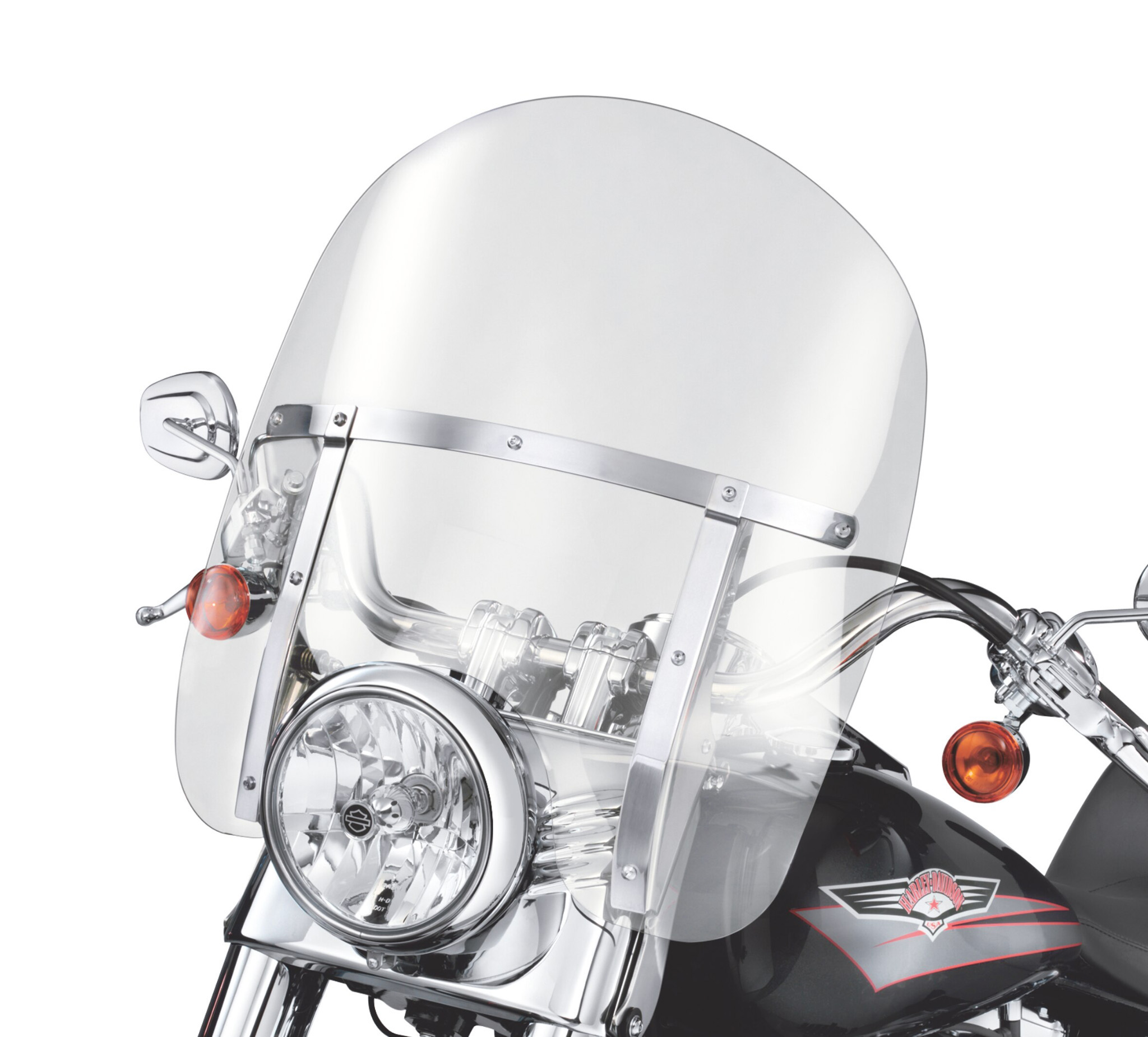 King-Size H-D Detachables Windshield for FL Softail Models - 18 in. Light Smoke, Polished Braces