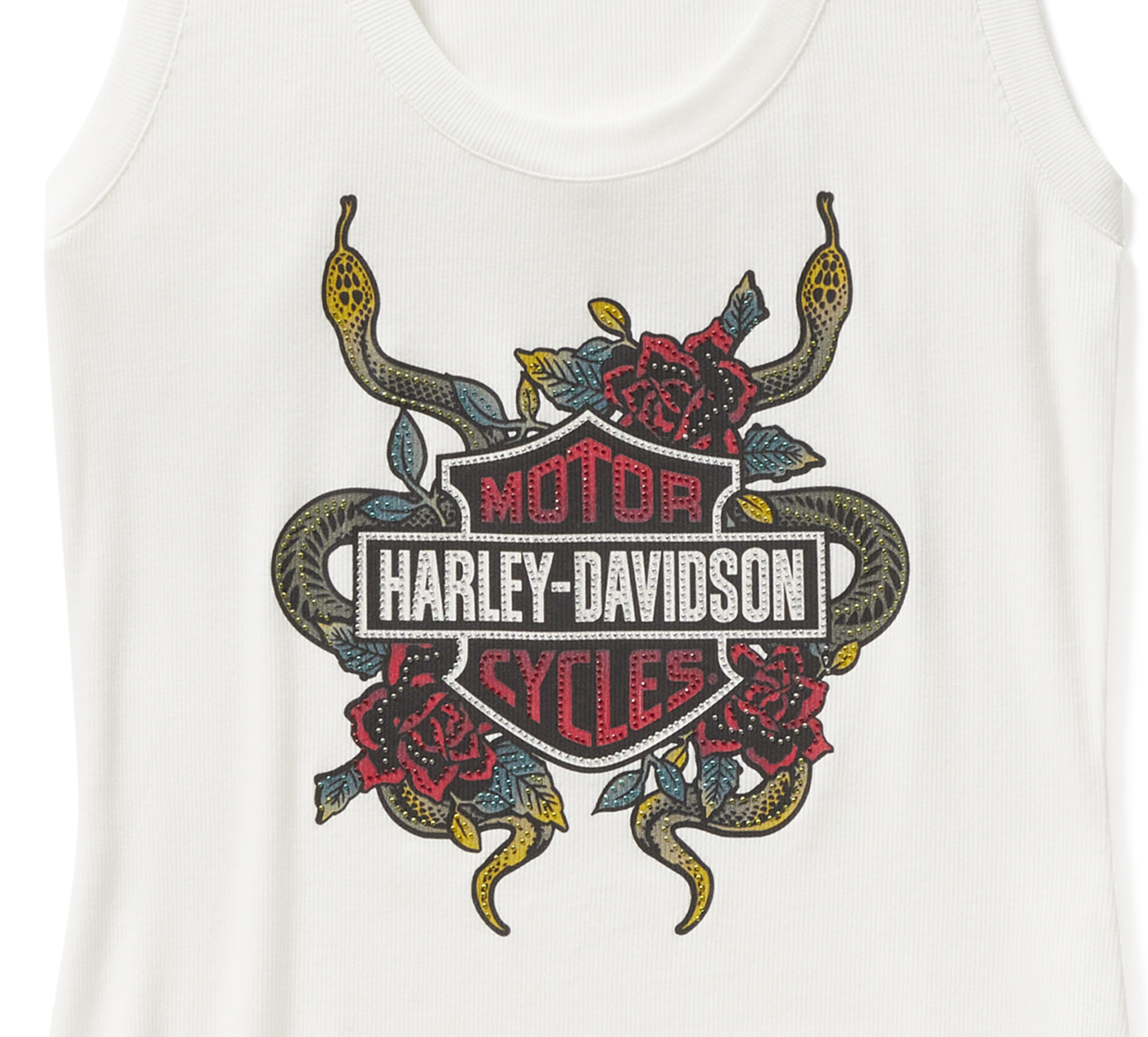 Women's Serpent Rose Bling Ribbed Tank