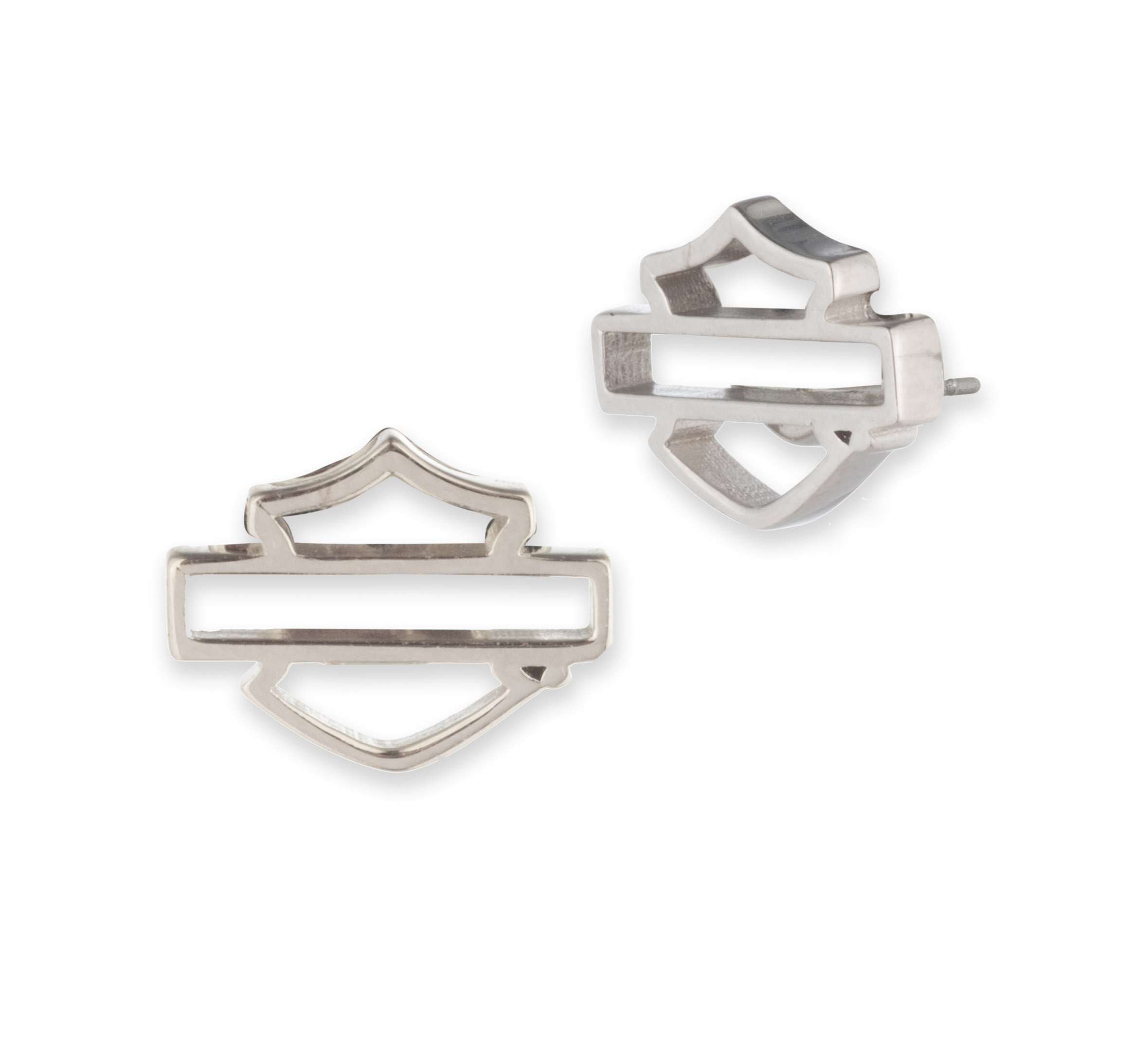 Women's Sterling Silver Open Bar & Shield Stud Earrings