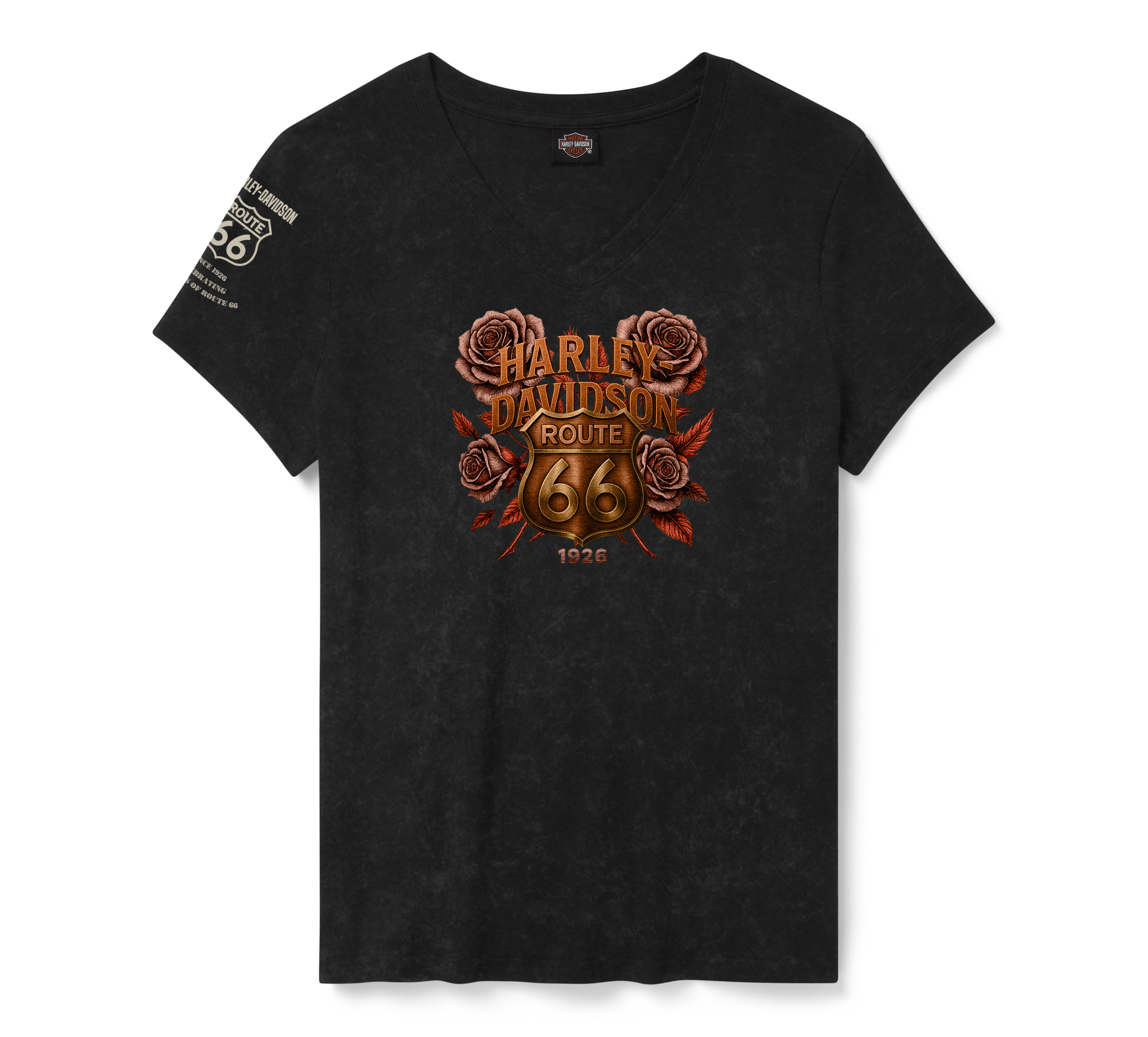Women's H-D Route 66 Foil Legendary Short Sleeve V-Neck Tee