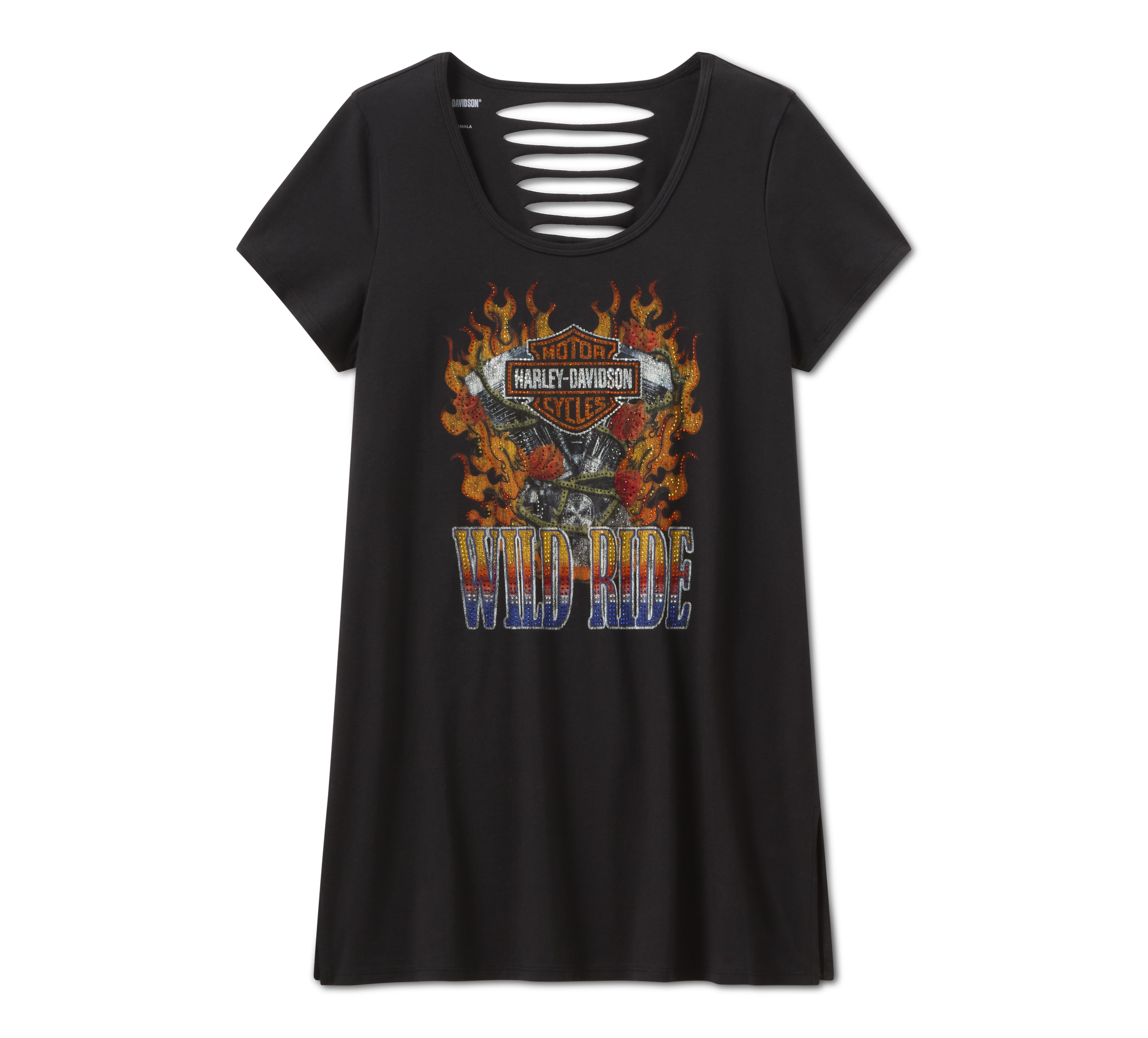 Women's Bling Wild Ride Short Sleeve Rip & Repair Tunic