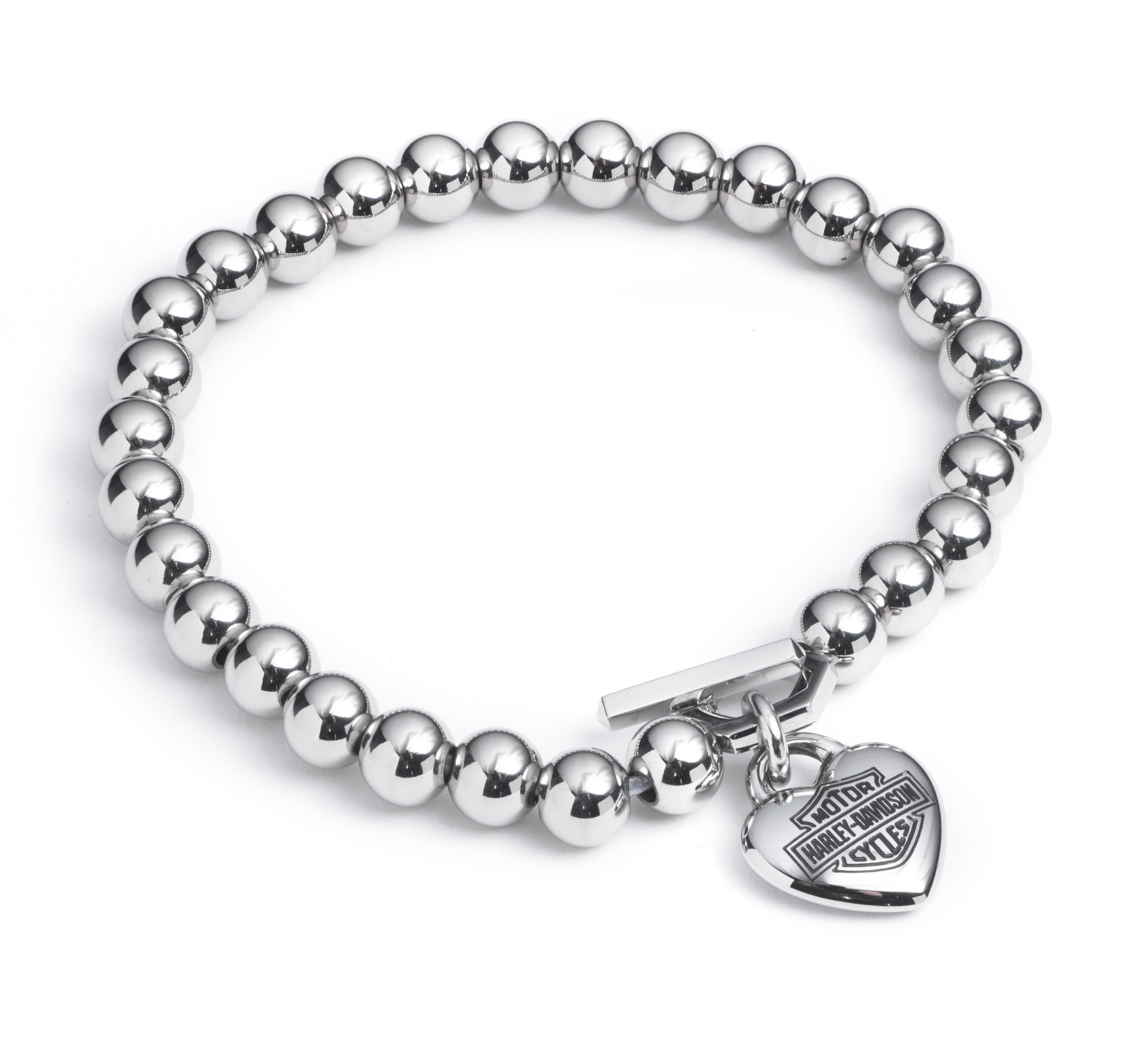 Women's Stretch Bead Bracelet With Puffy Heart Logo Charm