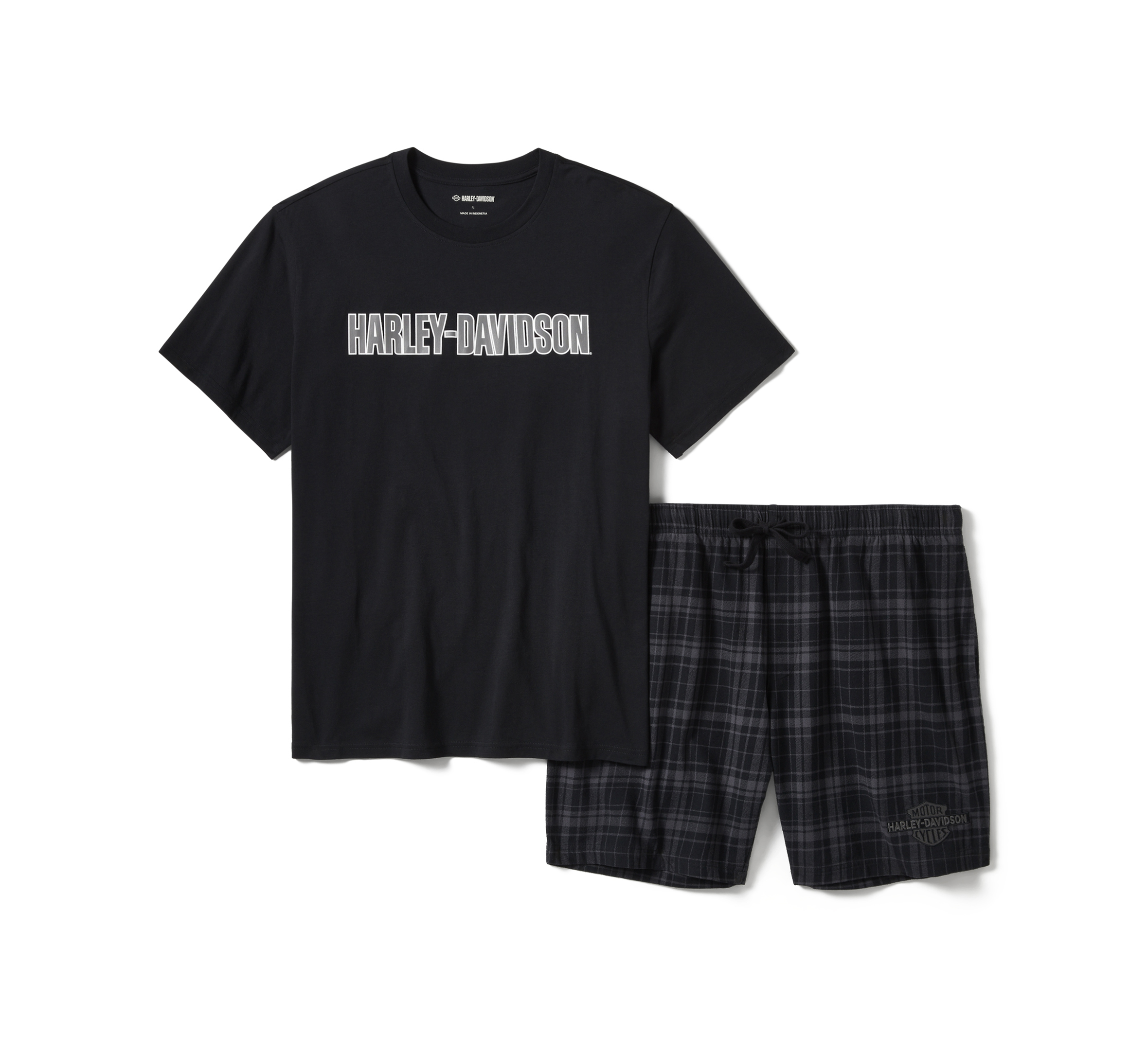 Men's Plaid Pajama Shorts Set