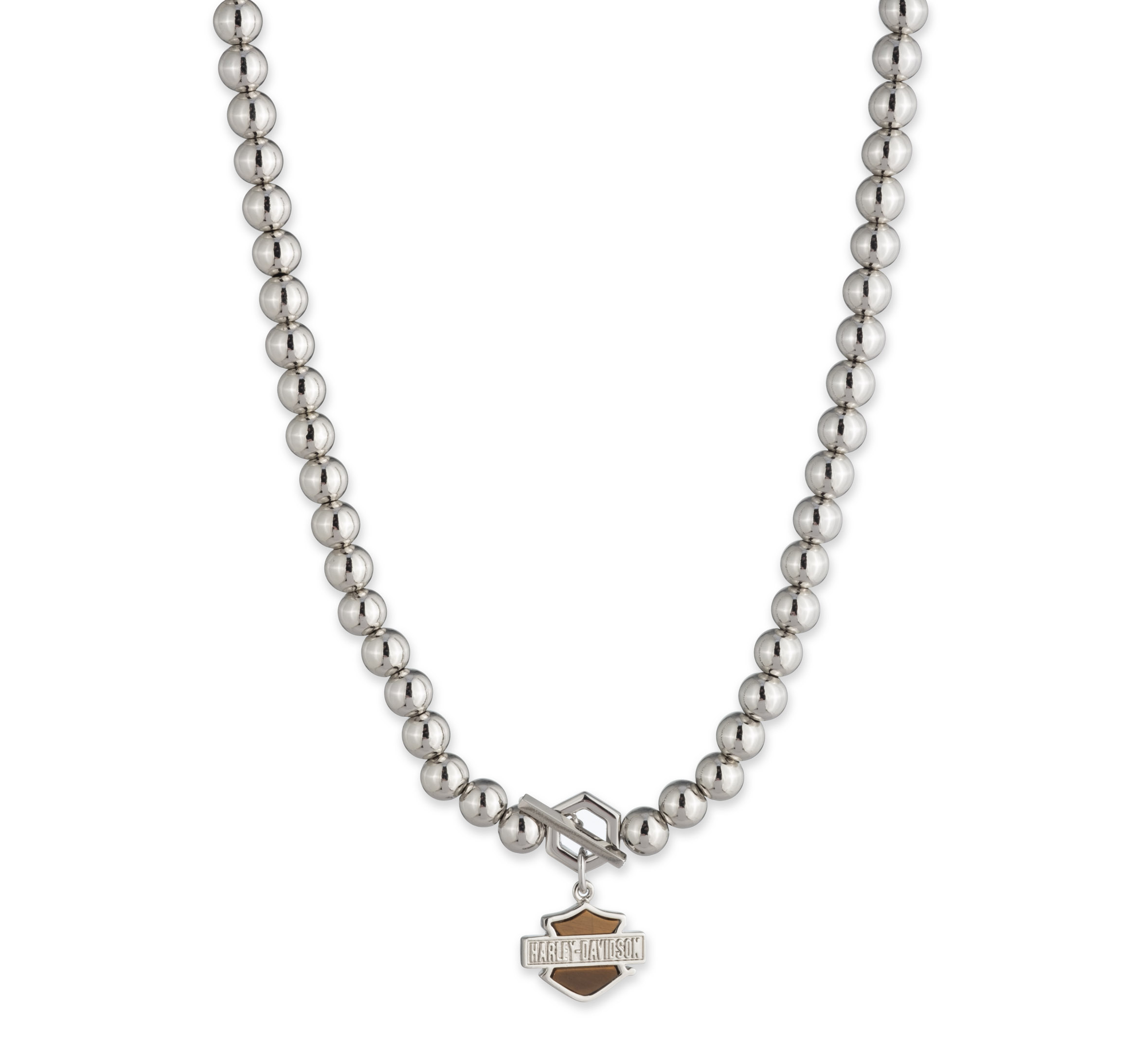 Women's 16" Tiger's Eye Bar & Shield  Beaded Necklace