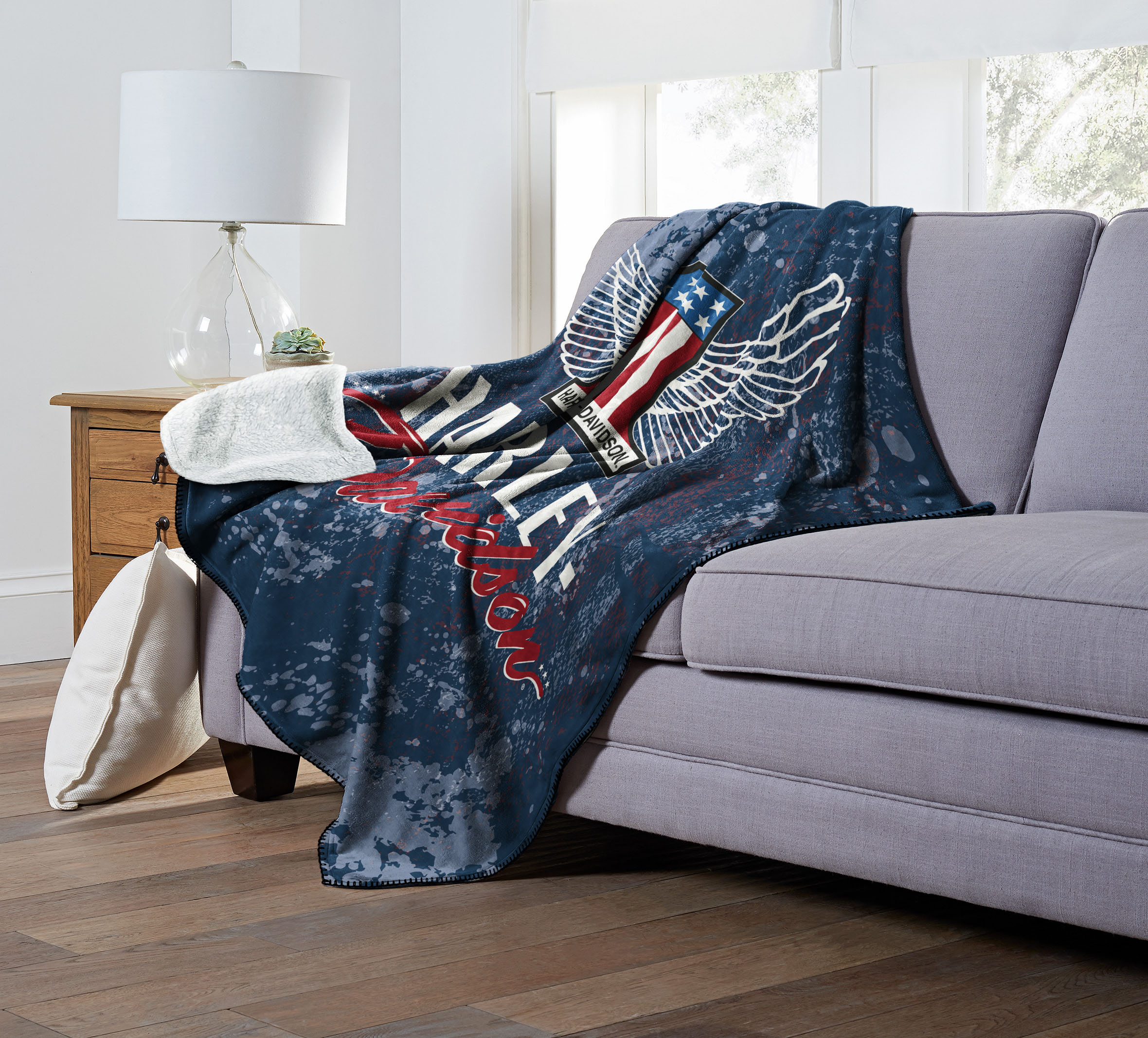 American Wings Silk Touch Sherpa Throw Blanket with Carry Strap