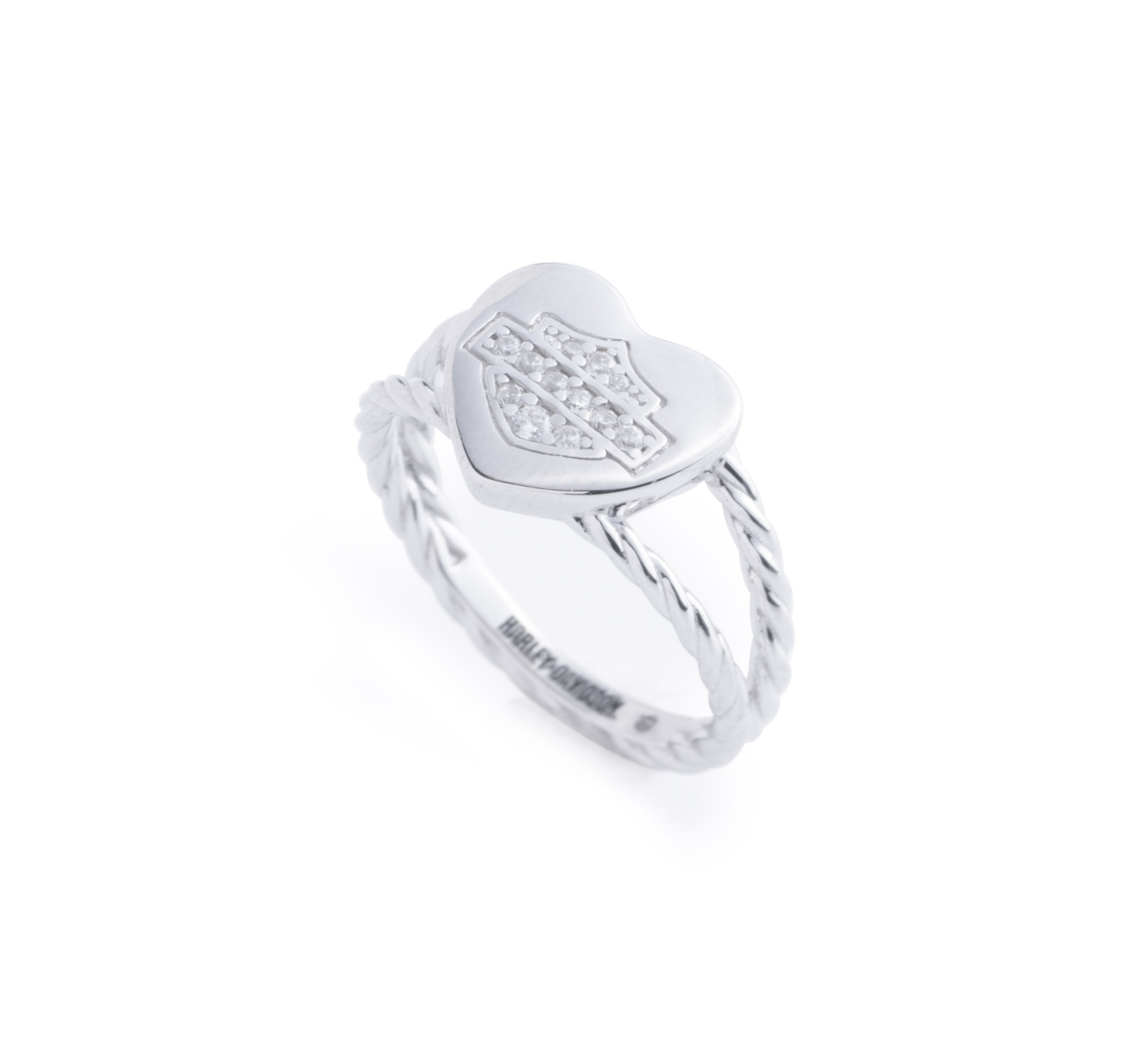 Women's Puffy Logo Sterling Silver Heart Ring