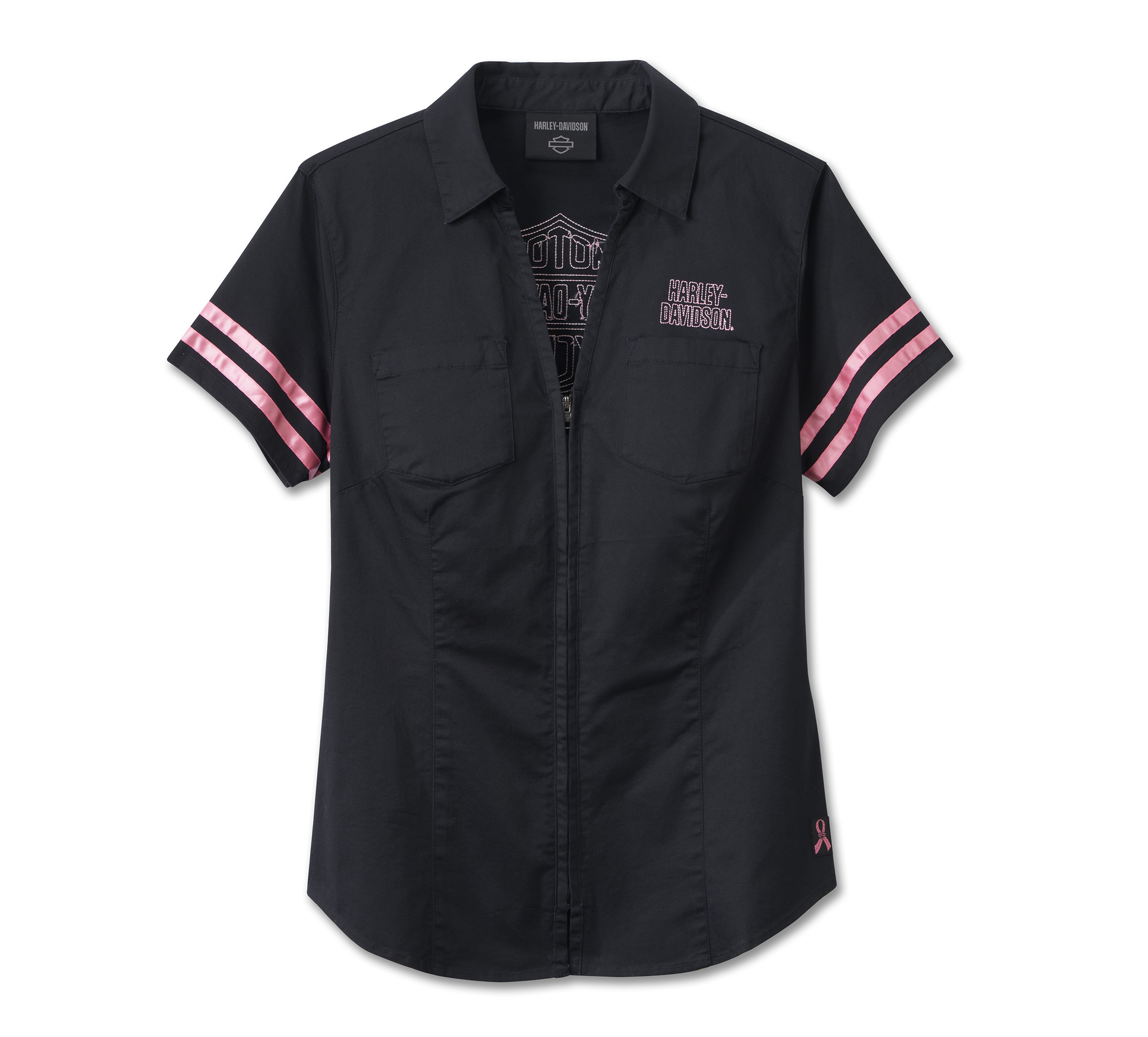 Women's Pink Label Short Sleeve Zip Front Shirt