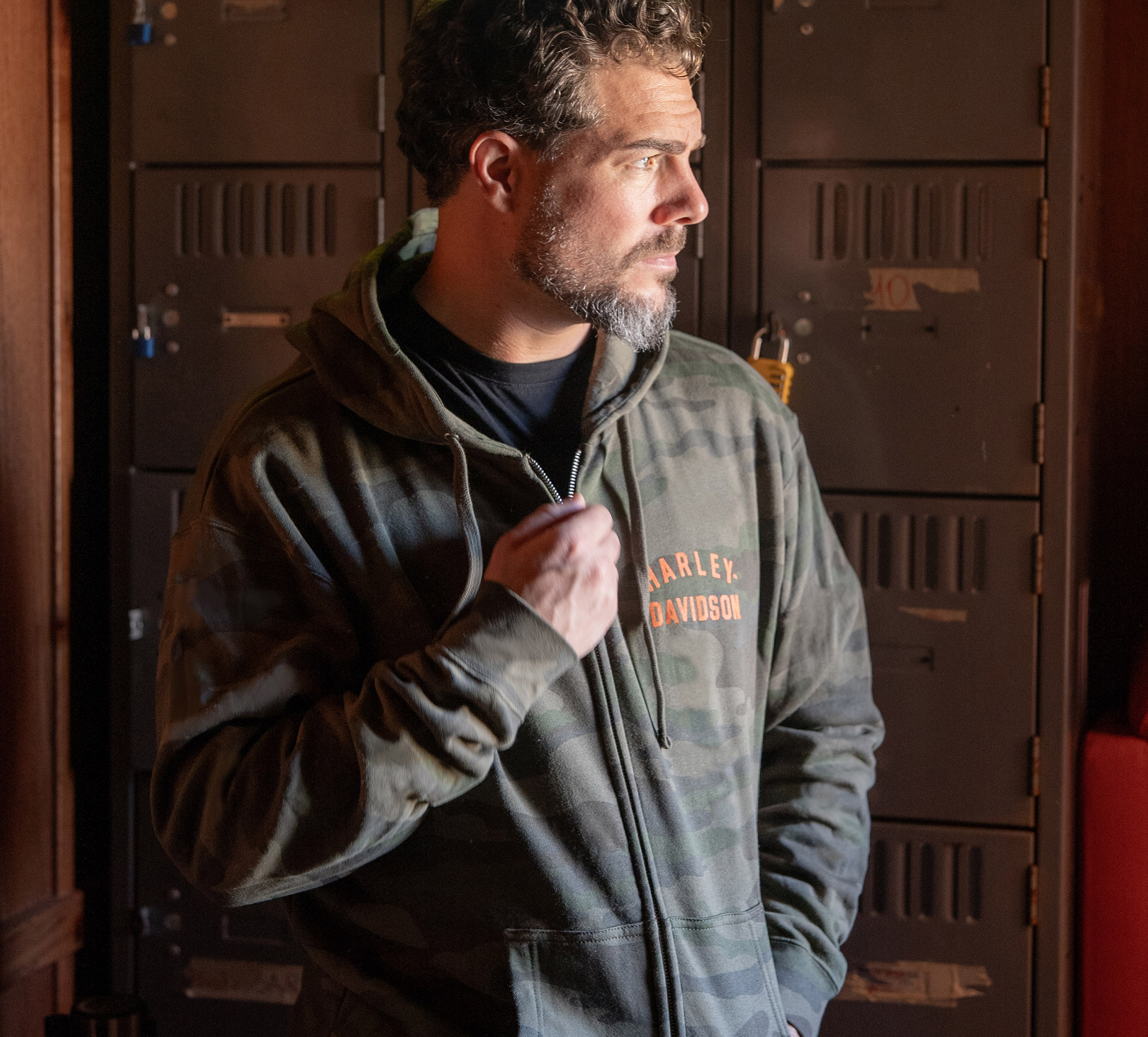 Men's Trademark Bar & Shield Full Zip Midweight Hoodie