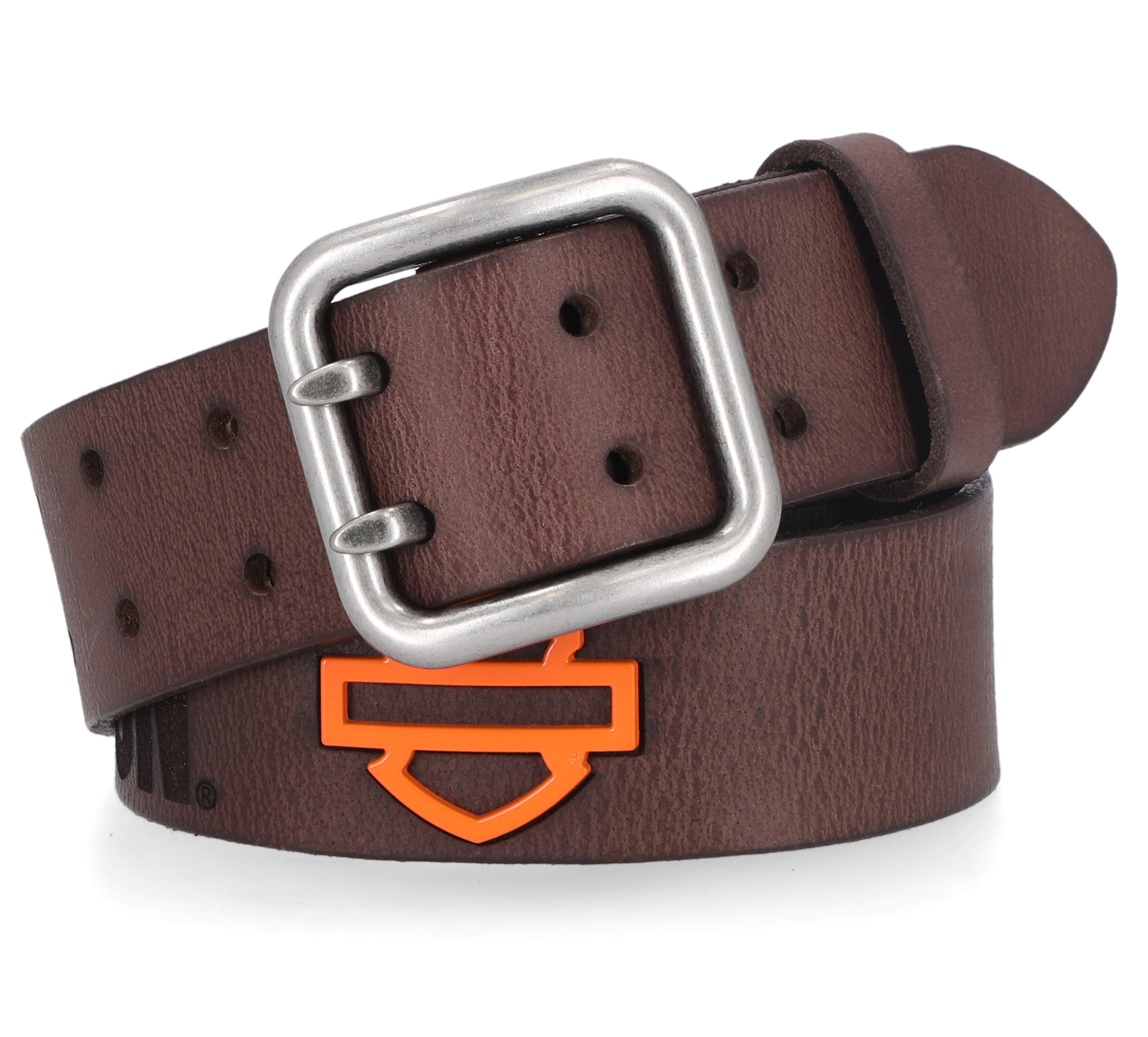 Harley-Davidson Women's Genuine Leather Belt – Embossed Winged Logo, Black, Adjustable (HDWBT11786-BLK)