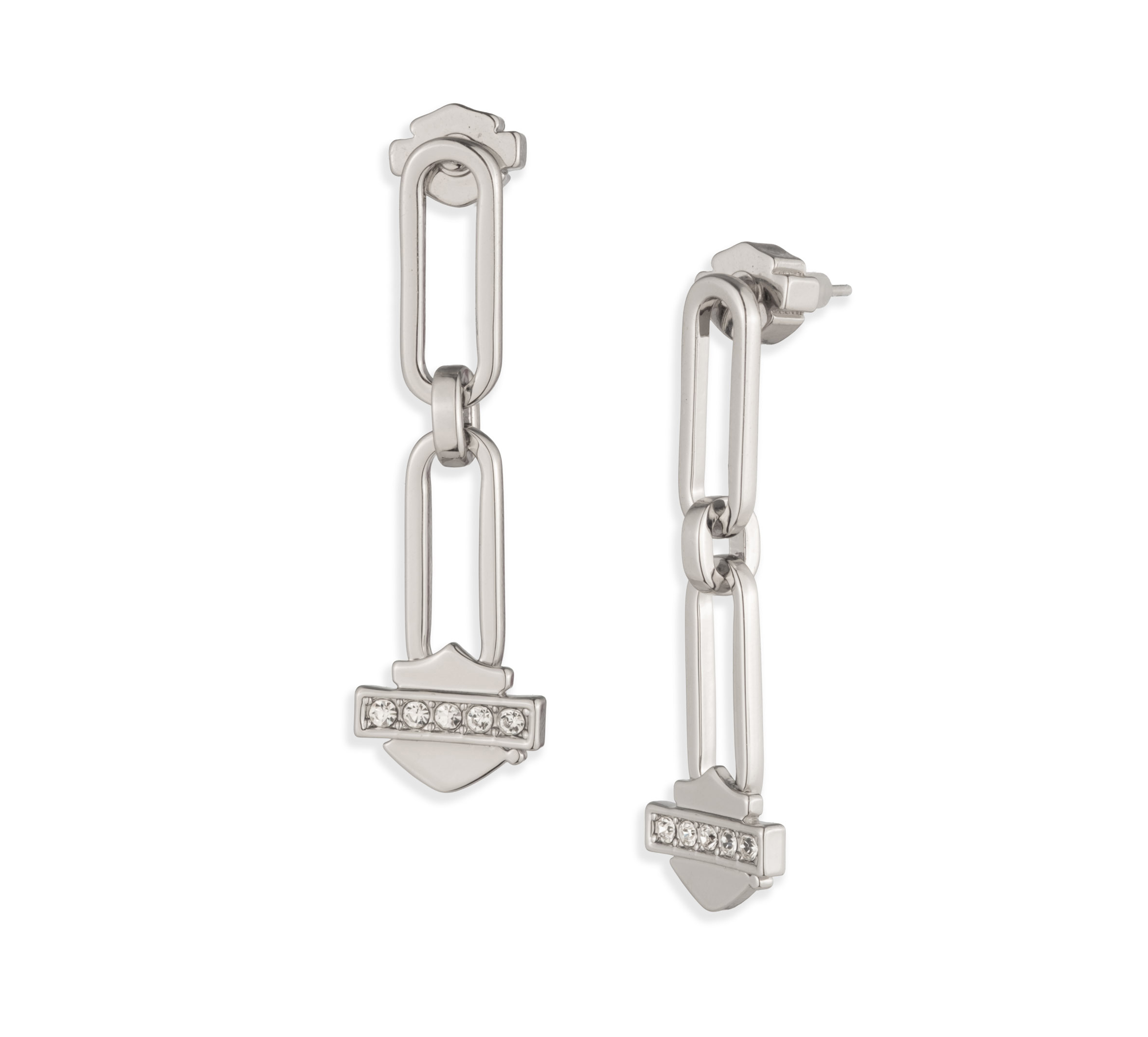 Women's Crystal Bar & Shield Oval Link Earrings | Harley-Davidson USA
