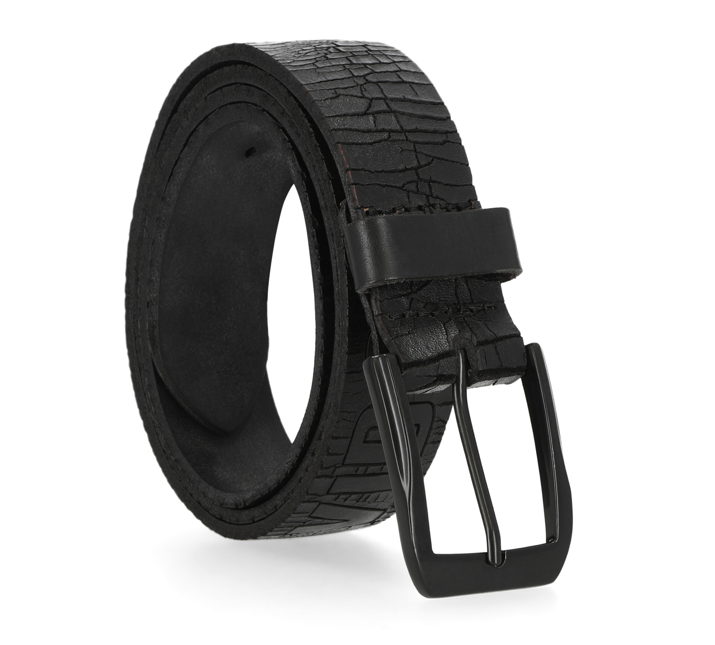 Mens Cracked Earth Raised Harley-Davidson Belt Black