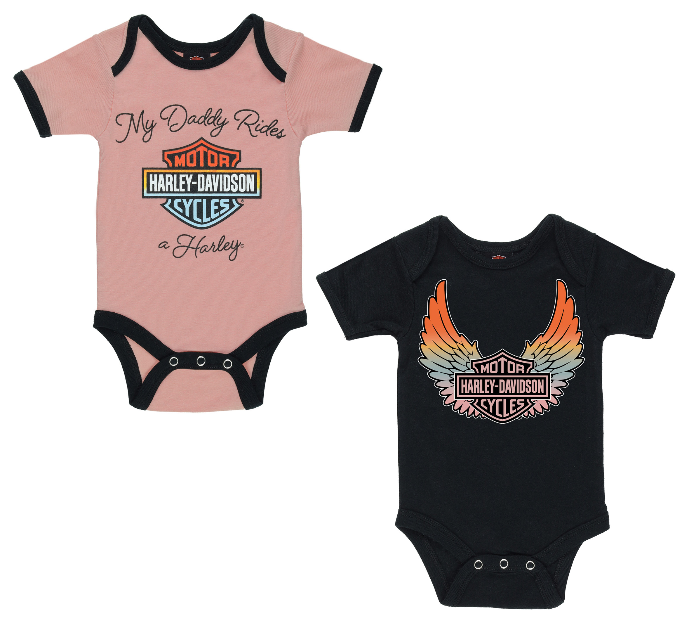Toddler Girls Daddy Rides a Harley Rib Bodysuit 2 Pack