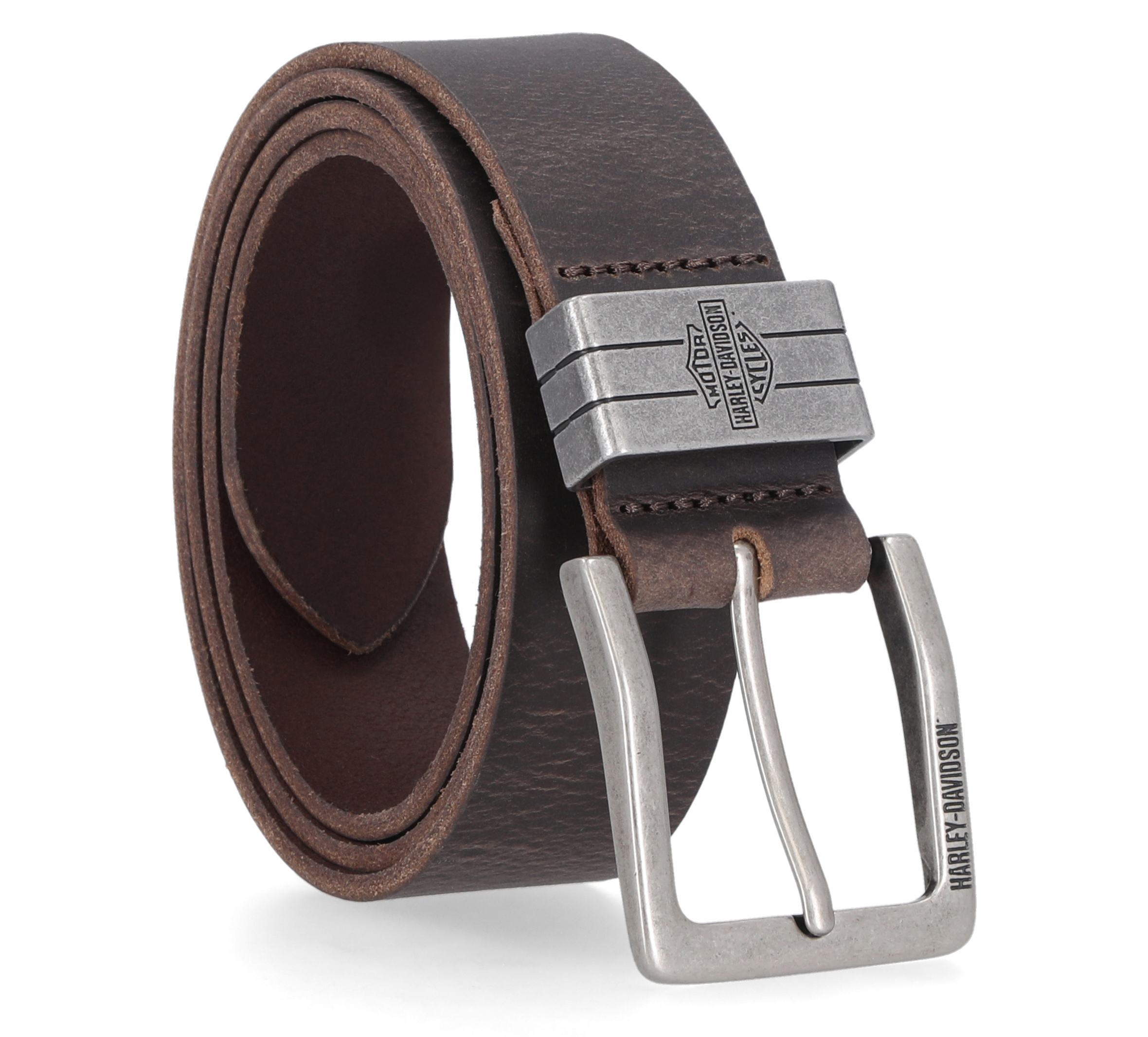 Metal Bar & Shield Keeper Belt in Brown