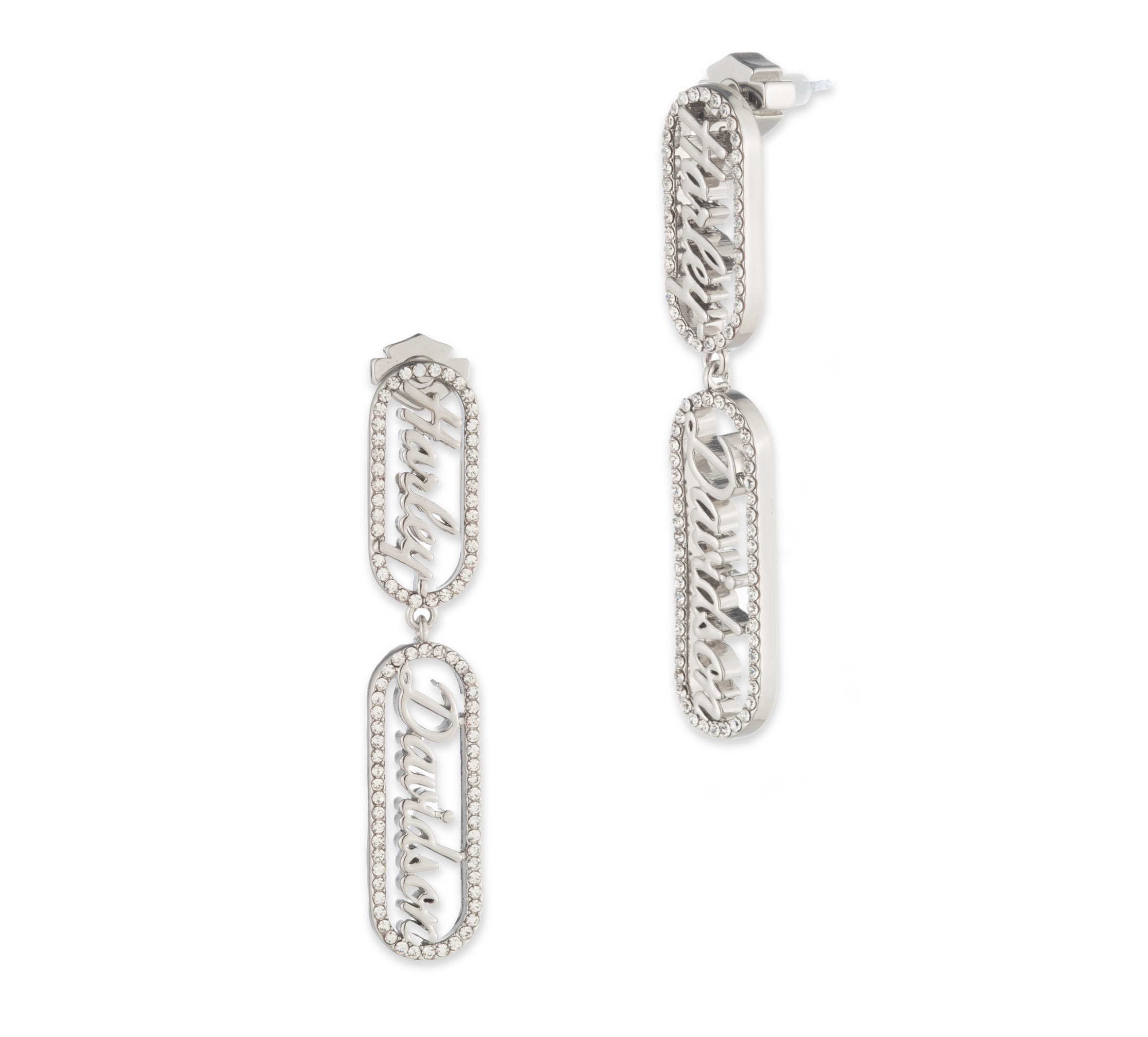 Women's Harley-Davidson Script Pave Link Earrings